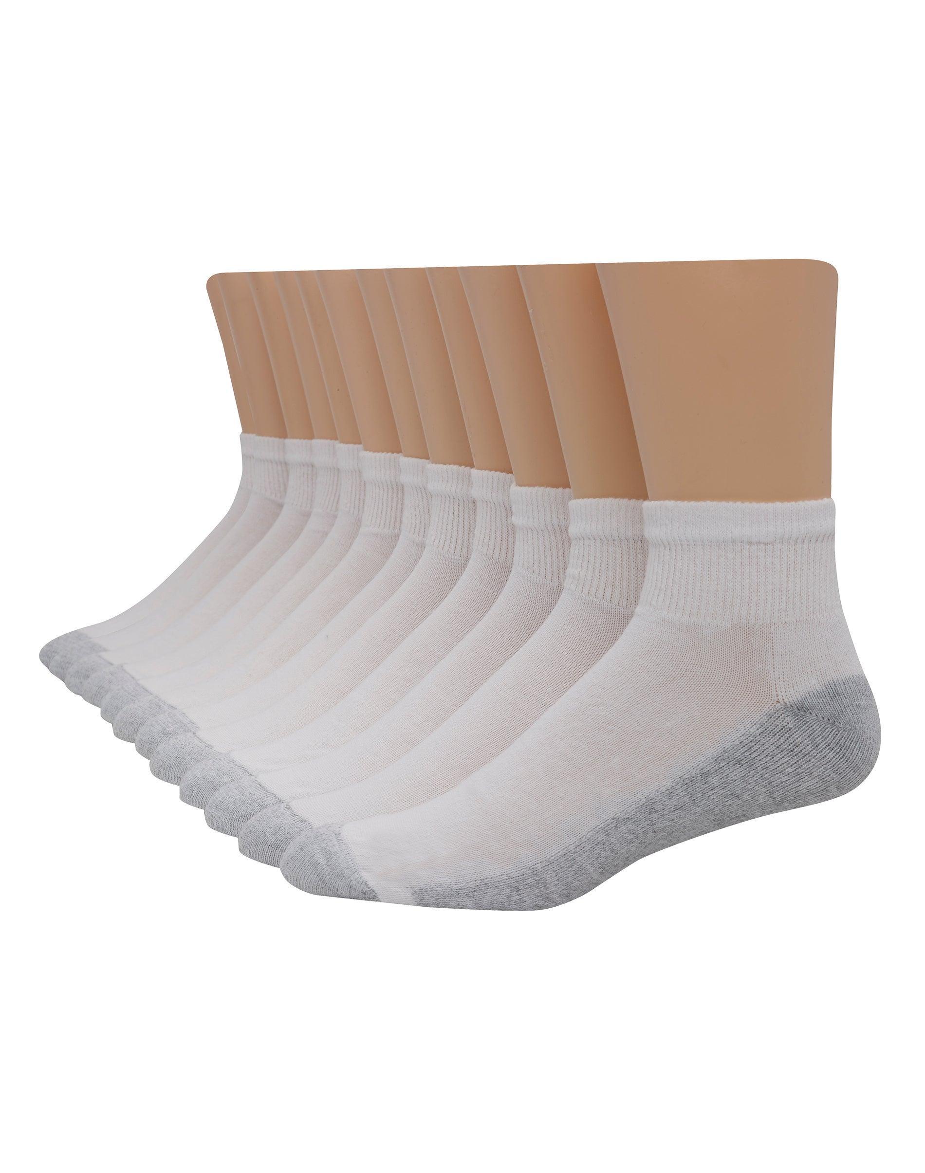 Hanes Double Tough Mens Ankle Socks, Shoe Sizes 12-14, 12-Pairs White Product Image