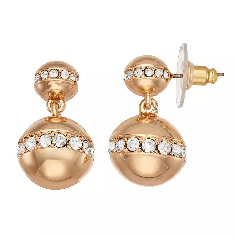 Nine West Gold Tone Crystal Bead Double Drop Earrings, Womens Product Image