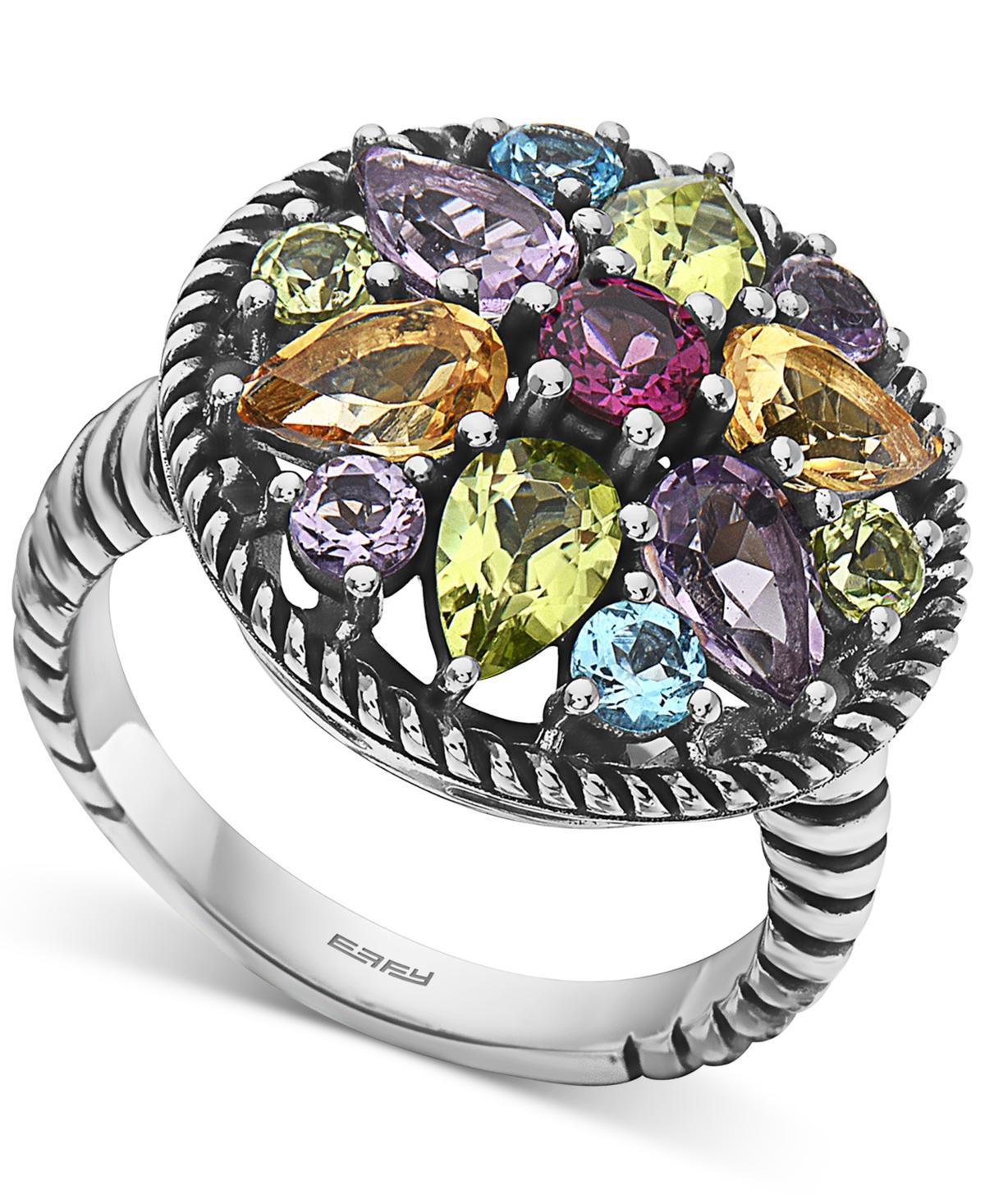 Effy Multi-Gemstone Flower Statement Ring (3-1/2 ct. t.w.) in Sterling Silver Product Image