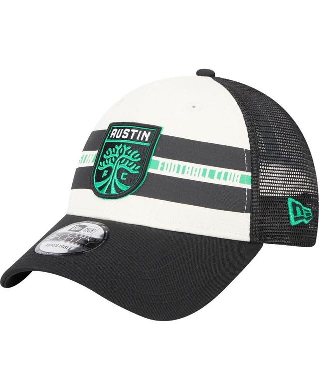 Mens New Era White Austin Fc Team Stripes 9FORTY Trucker Snapback Hat - White Product Image