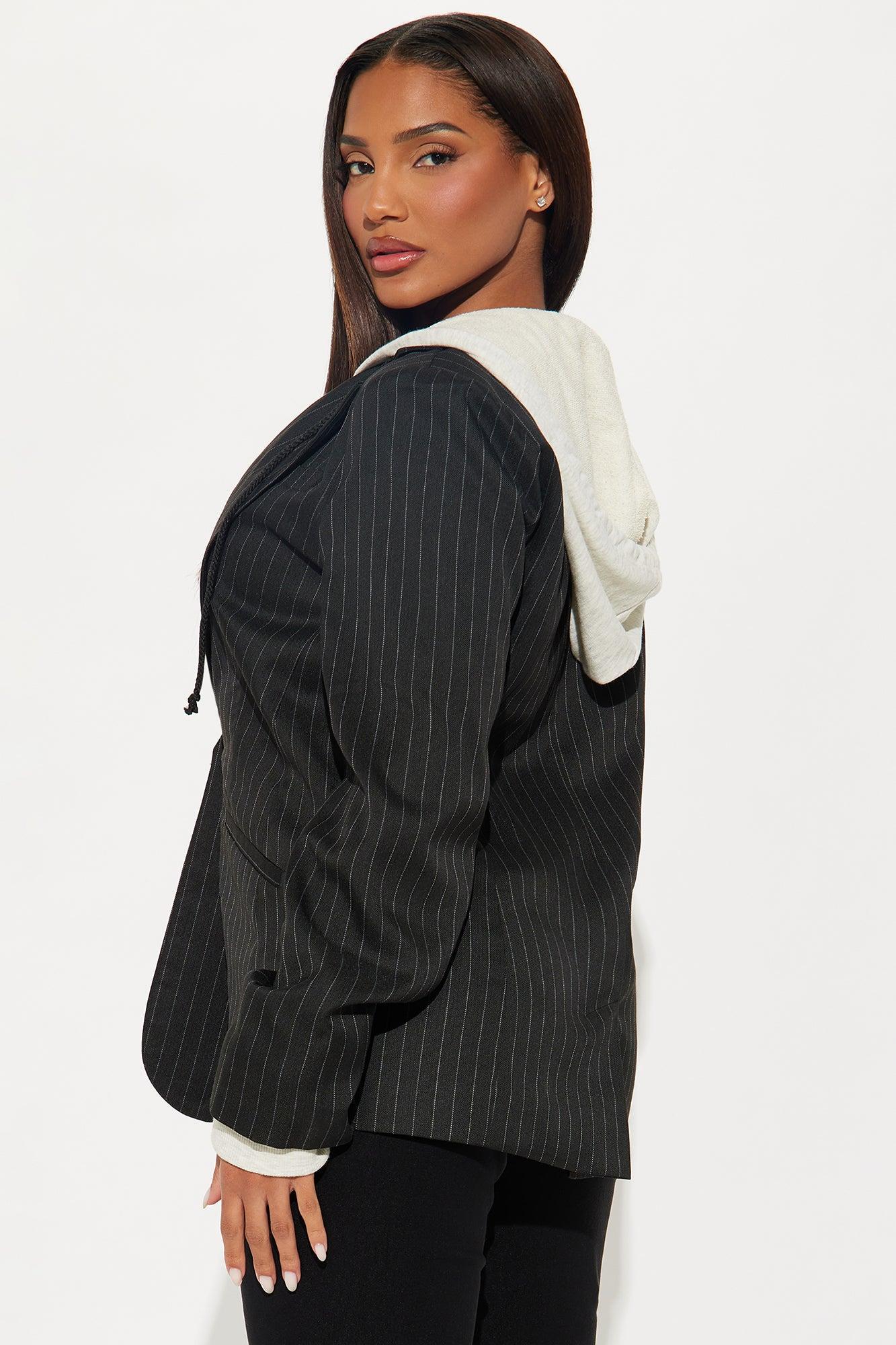 Office Mood Pinstripe Blazer - Black Product Image