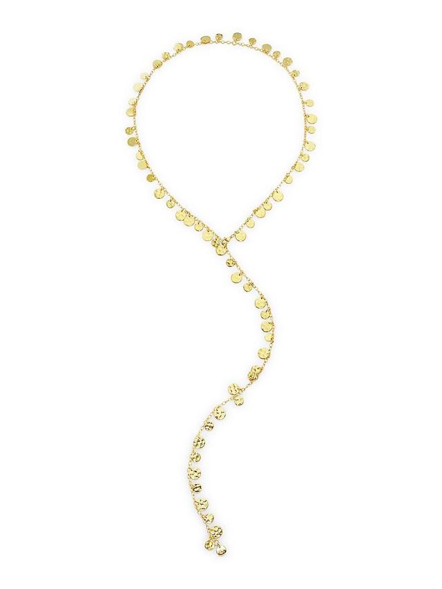 Womens 22K Gold-Plated Hammered Disc Y Necklace Product Image