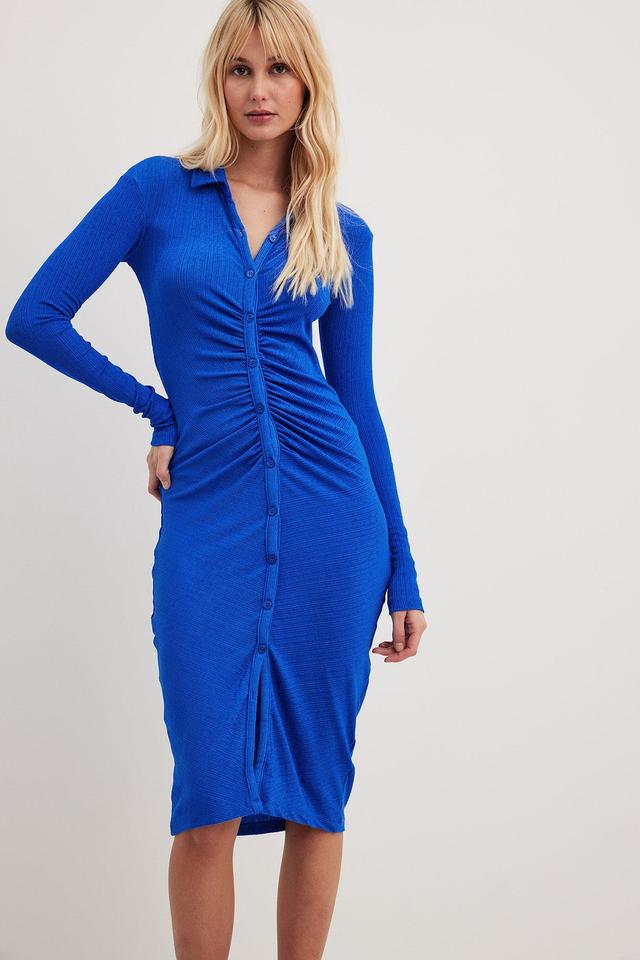 Rouched Button Detail Midi Dress Product Image