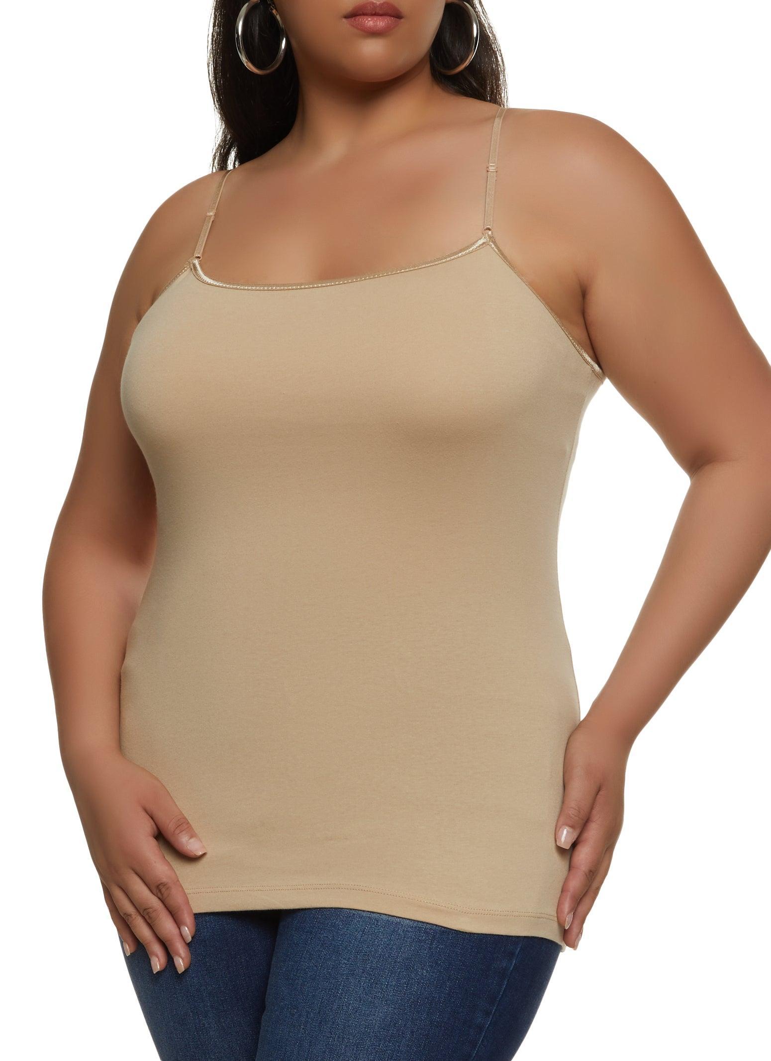 Womens Plus Size Basic Cotton Scoop Neck Cami Product Image