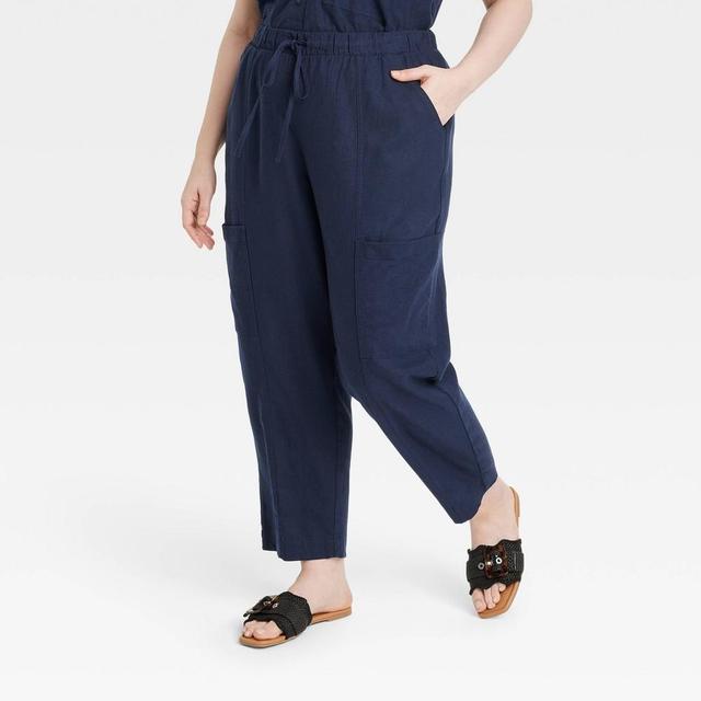 Womens High-Rise Pull-On Tapered Pants - Universal Thread Navy Blue 1X Product Image