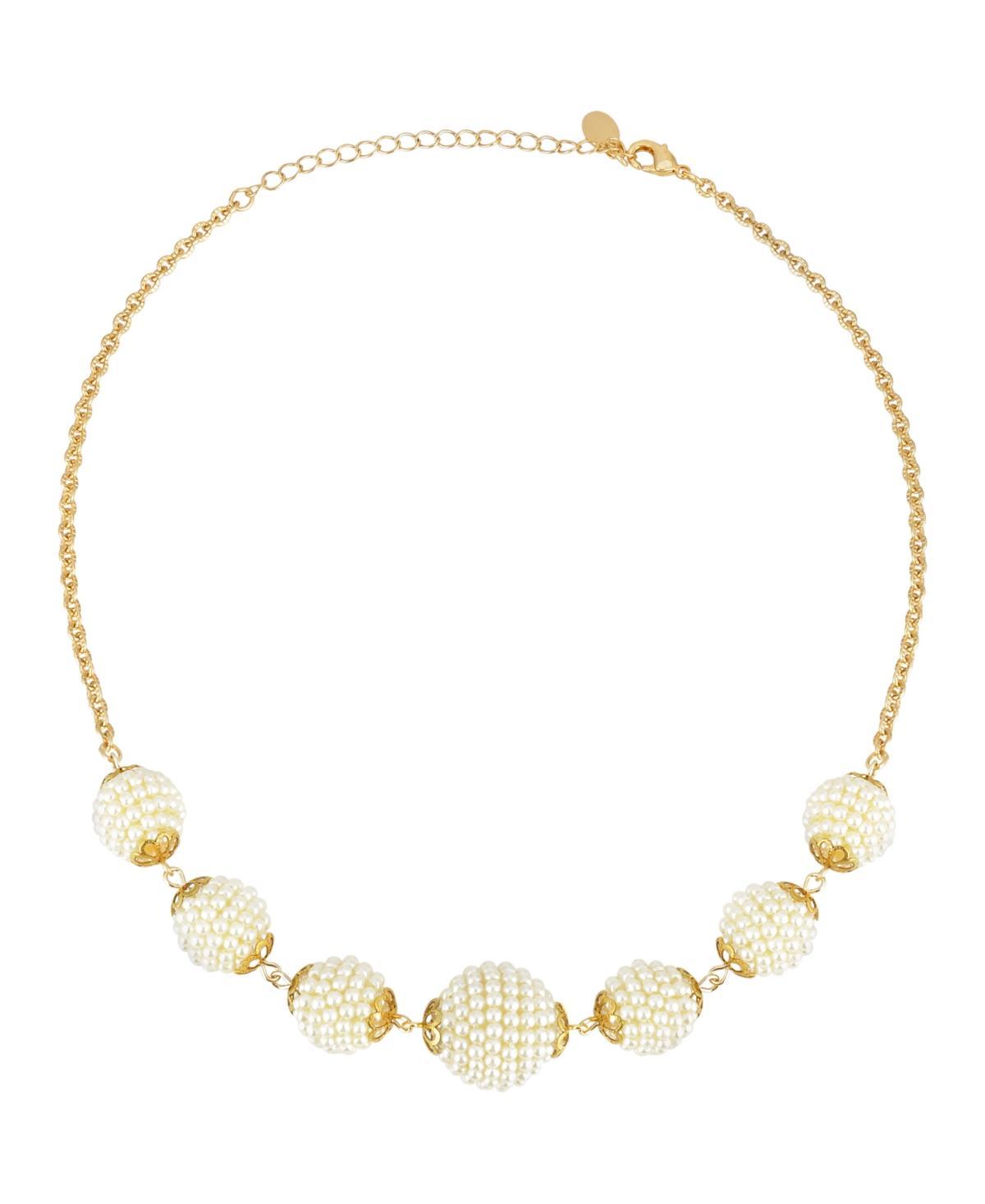 1928 Gold Tone Simulated Pearl Seeded Multi Ball Necklace, Womens, White Product Image