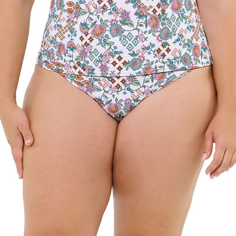 Plus Size Freshwater Banded High-Leg Bikini Bottoms, Womens Product Image