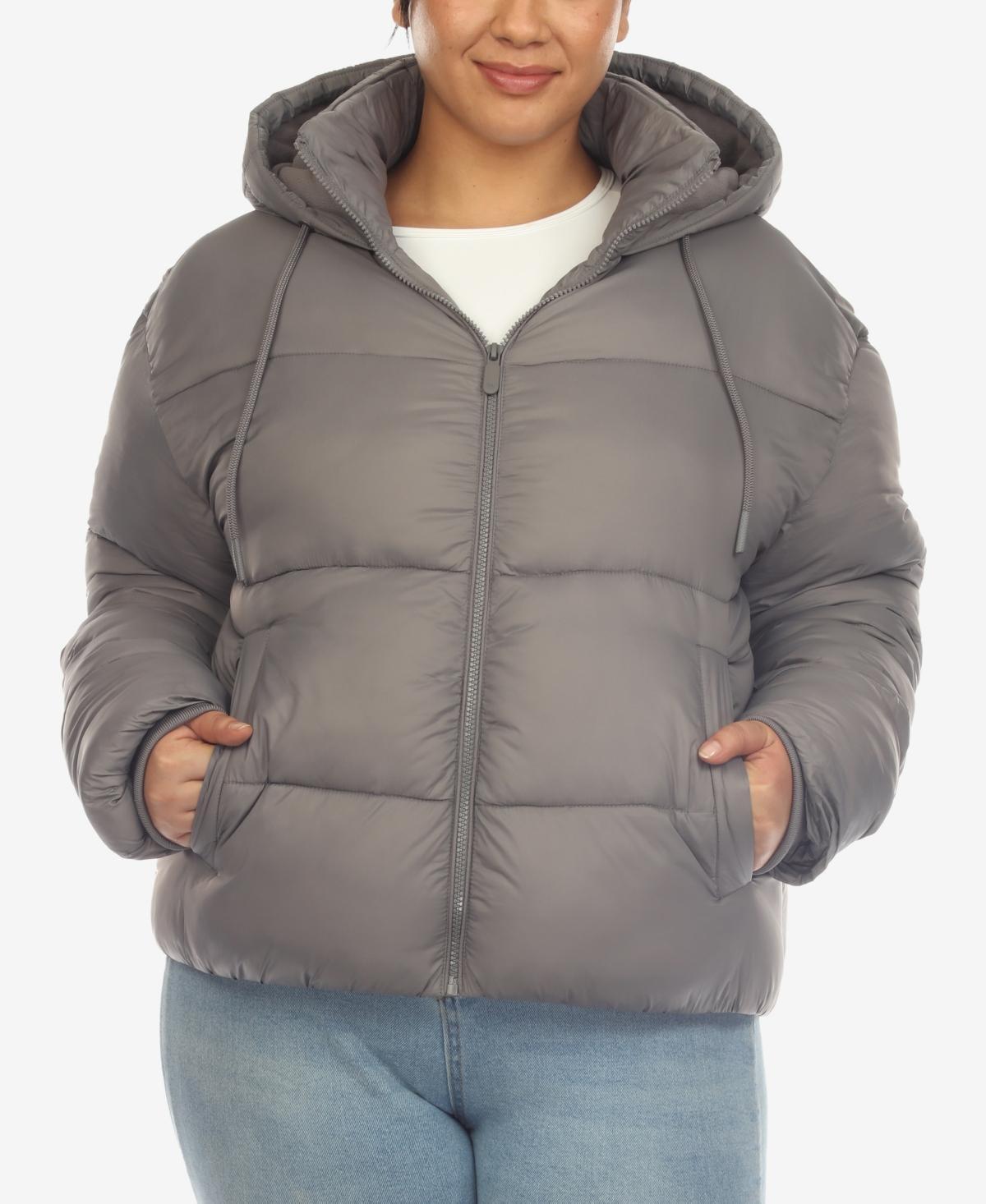 White Mark Plus Size Hooded Bomber Puffer Coat Product Image