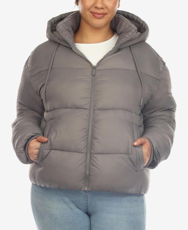 White Mark Plus Size Hooded Bomber Puffer Coat Product Image