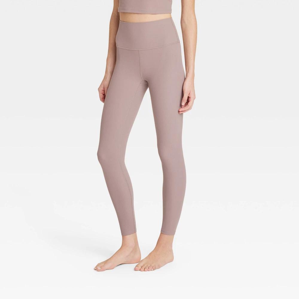 Womens Everyday Soft High-Rise Rib 7/8 Leggings - All In Motion Light Brown XS Product Image