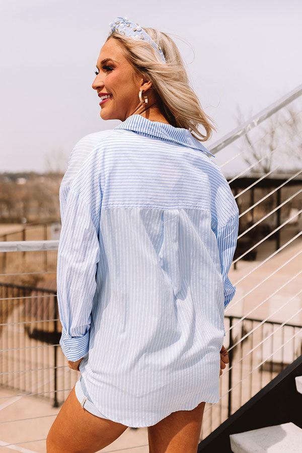 Pure Peace Stripe Button Up In Sky Blue Product Image