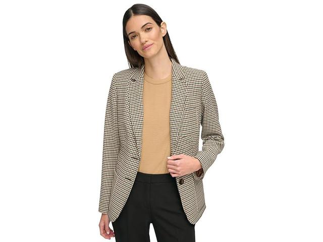 Tommy Hilfiger Plaid Double Button Blazer Multi) Women's Clothing Product Image