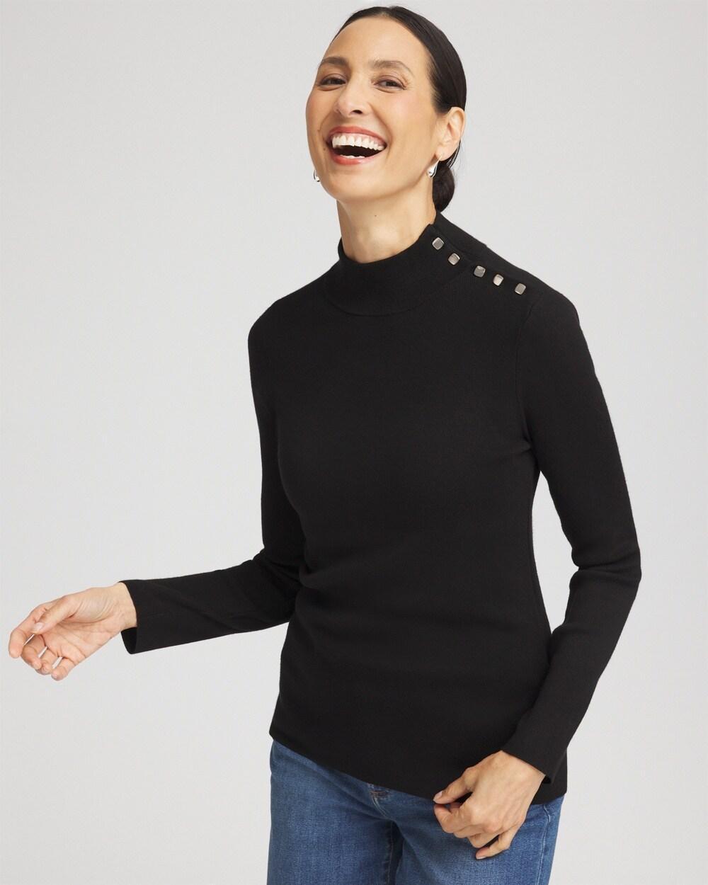 Women's Ecovero Button Mock Neck Sweater Product Image