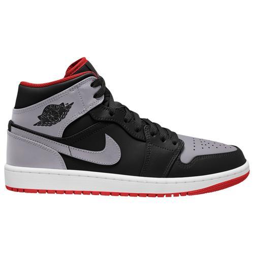 Jordan Mens Jordan AJ 1 Mid - Mens Basketball Shoes Black/Cement Grey/Fire Red Product Image