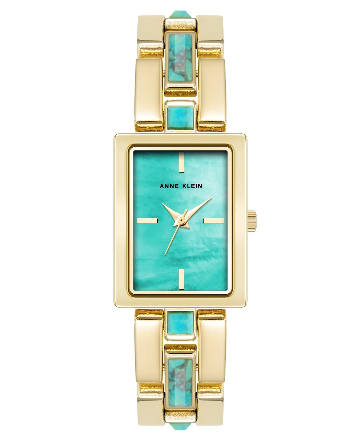 Anne Klein Womens Quartz Gold-Tone Alloy LinkTurquoise Bracelet Watch, 21mm Product Image