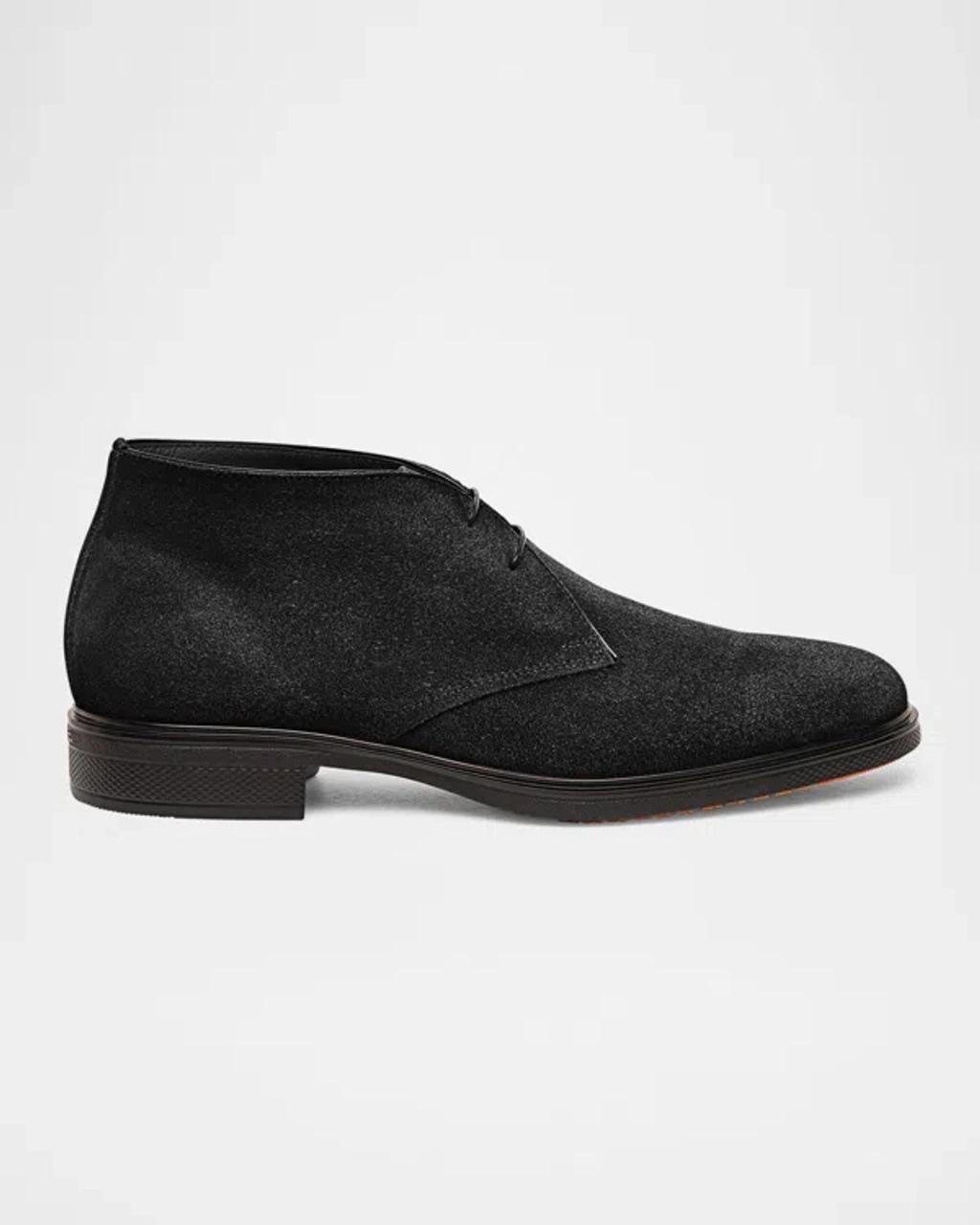 SANTONI Men's Easy Suede Derby Shoes In Black Product Image