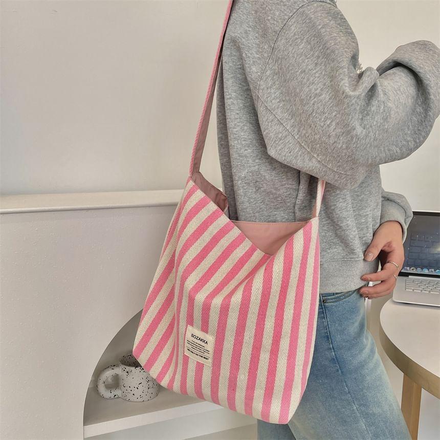 Striped Applique Canvas Crossbody Bag Product Image