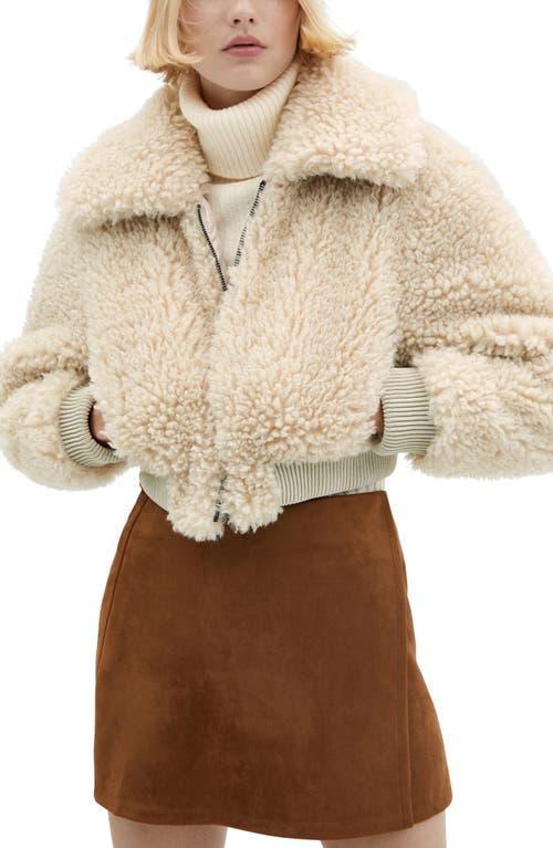 MANGO Faux Shearling Crop Aviator Jacket Product Image