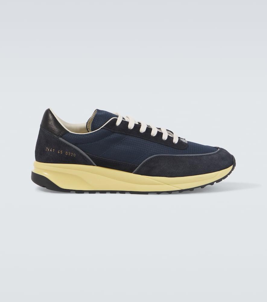 COMMON PROJECTS Track Classic Suede-trimmed Sneakers In Blue Product Image