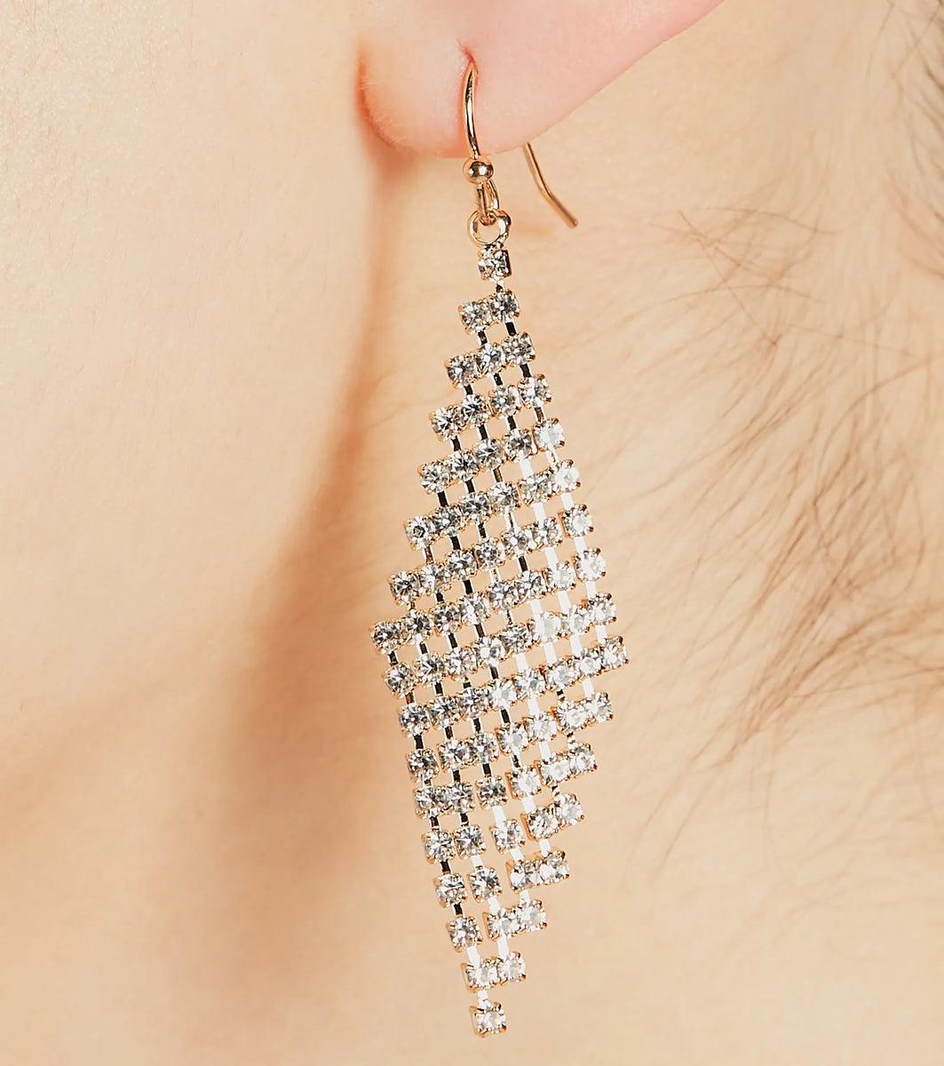 Delicate Glamour Rhinestone Drop Earrings Product Image