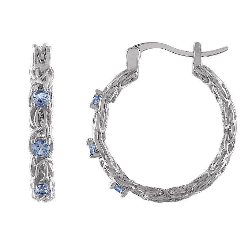 Designs by Gioelli Sterling Silver Gemstone Byzantine Hoop Earrings, Womens, White Product Image