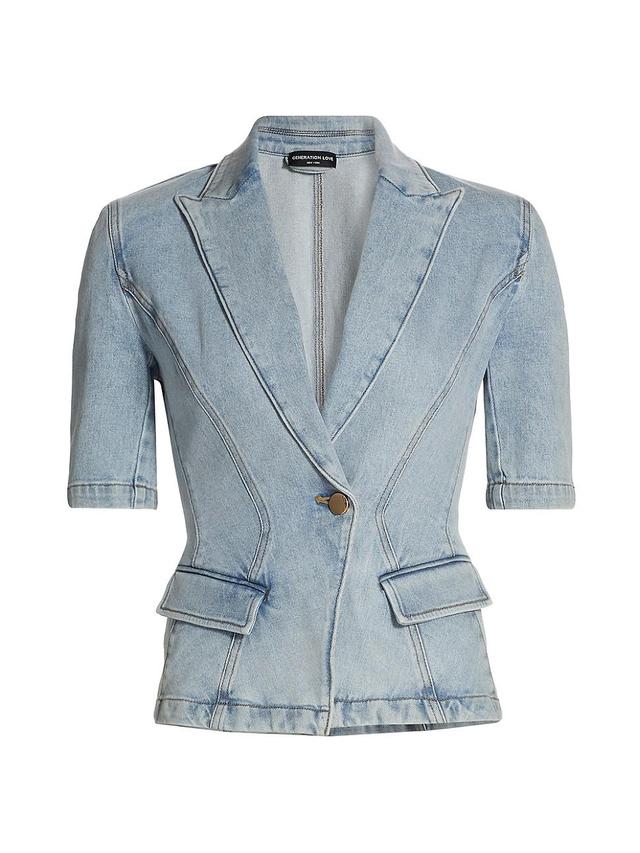 Womens Melbourne Denim Short-Sleeve Blazer Product Image