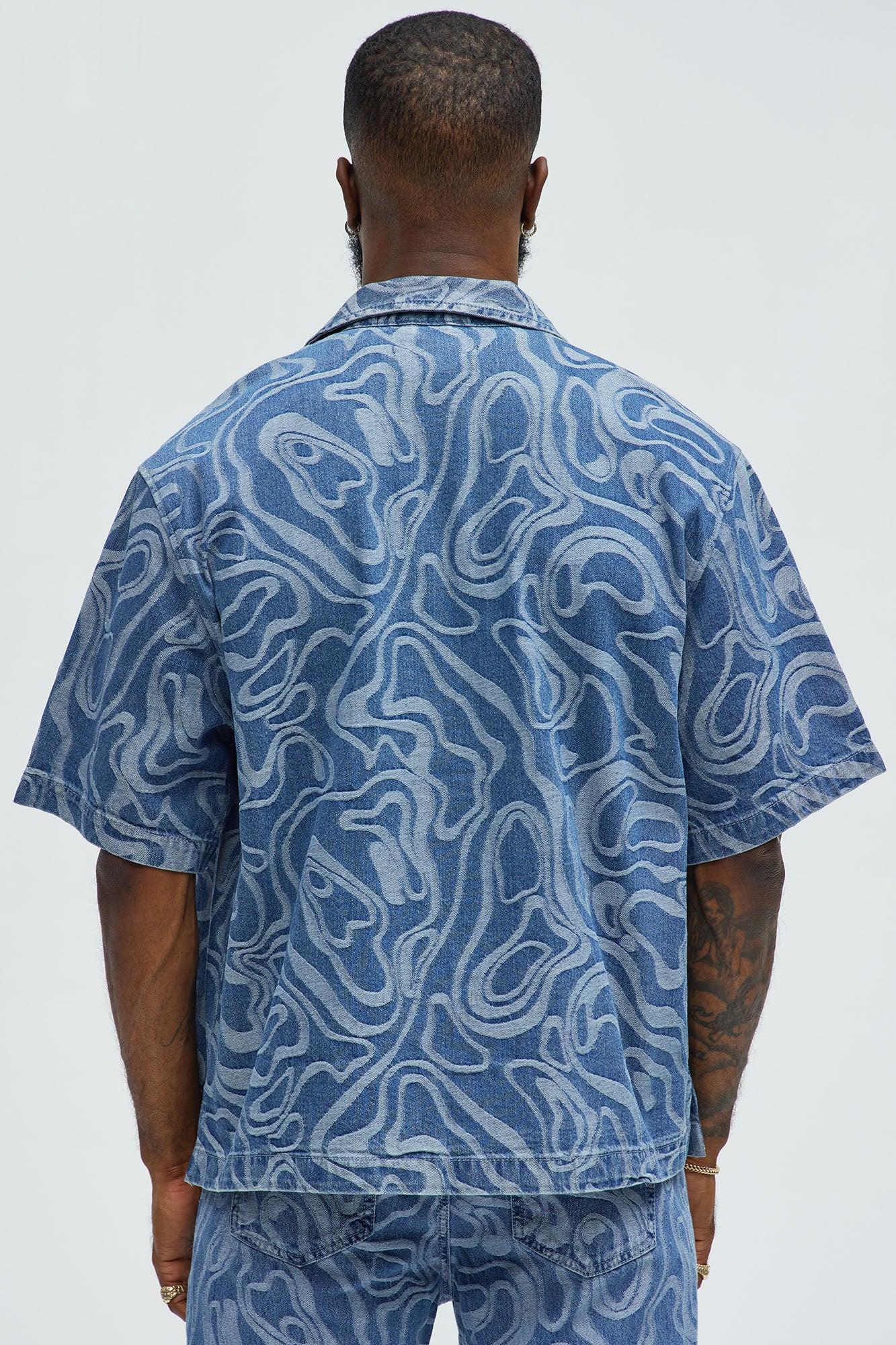 Fingerprints Swirl Denim Shirt - Medium Blue Wash Product Image