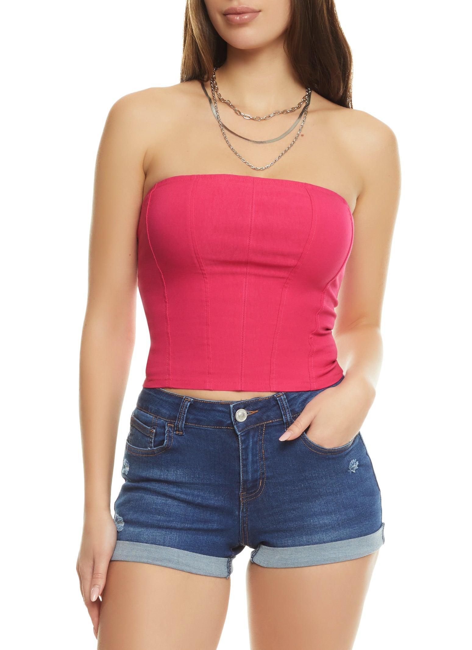 Womens Zip Back Corset Crop Top Product Image