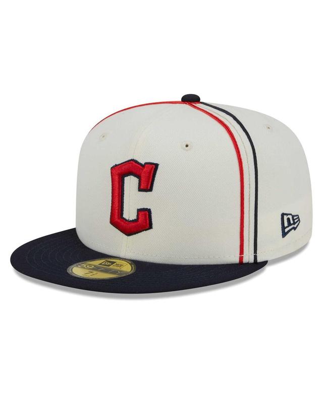 Mens New Era Cream Cleveland Guardians Chrome Sutash 59FIFTY Fitted Hat - Cream Product Image