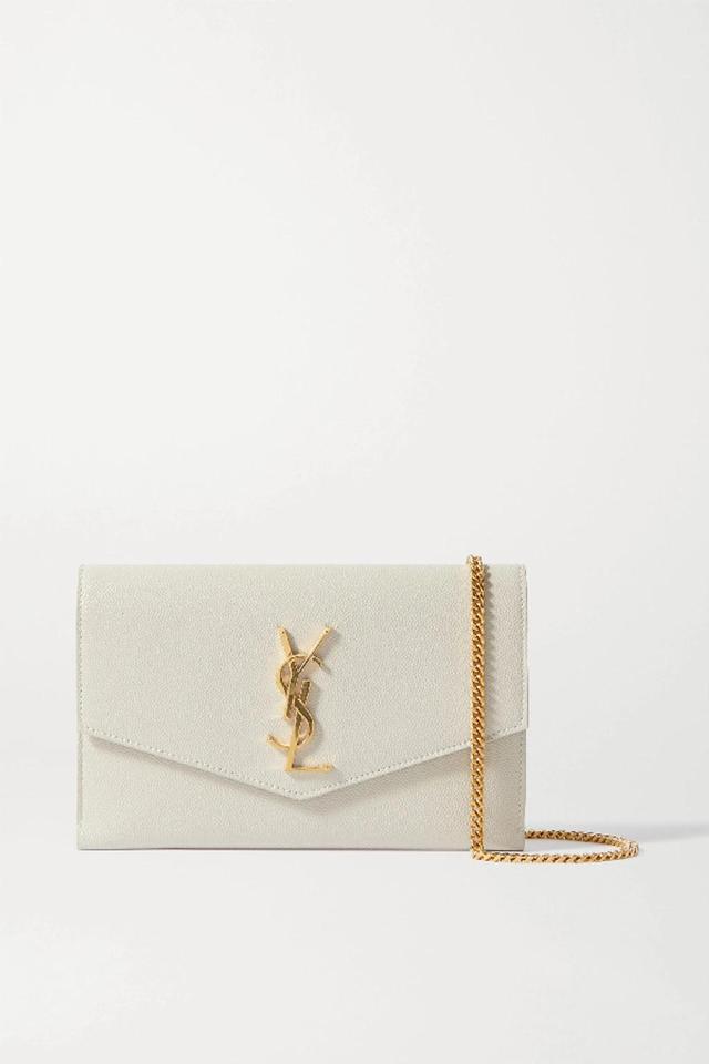 SAINT LAURENT Uptown Textured-leather Shoulder Bag In White Product Image