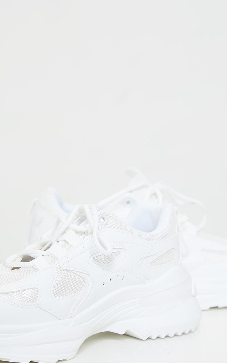 White Contrast Mesh Sneakers Product Image