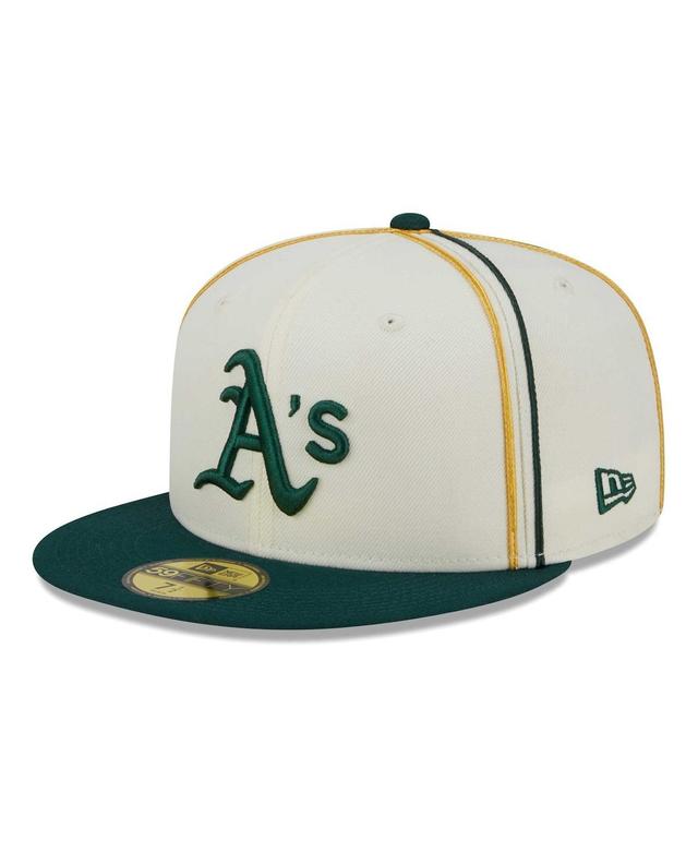 Mens New Era Cream/Green Oakland Athletics Chrome Sutash 59FIFTY Fitted Hat Product Image