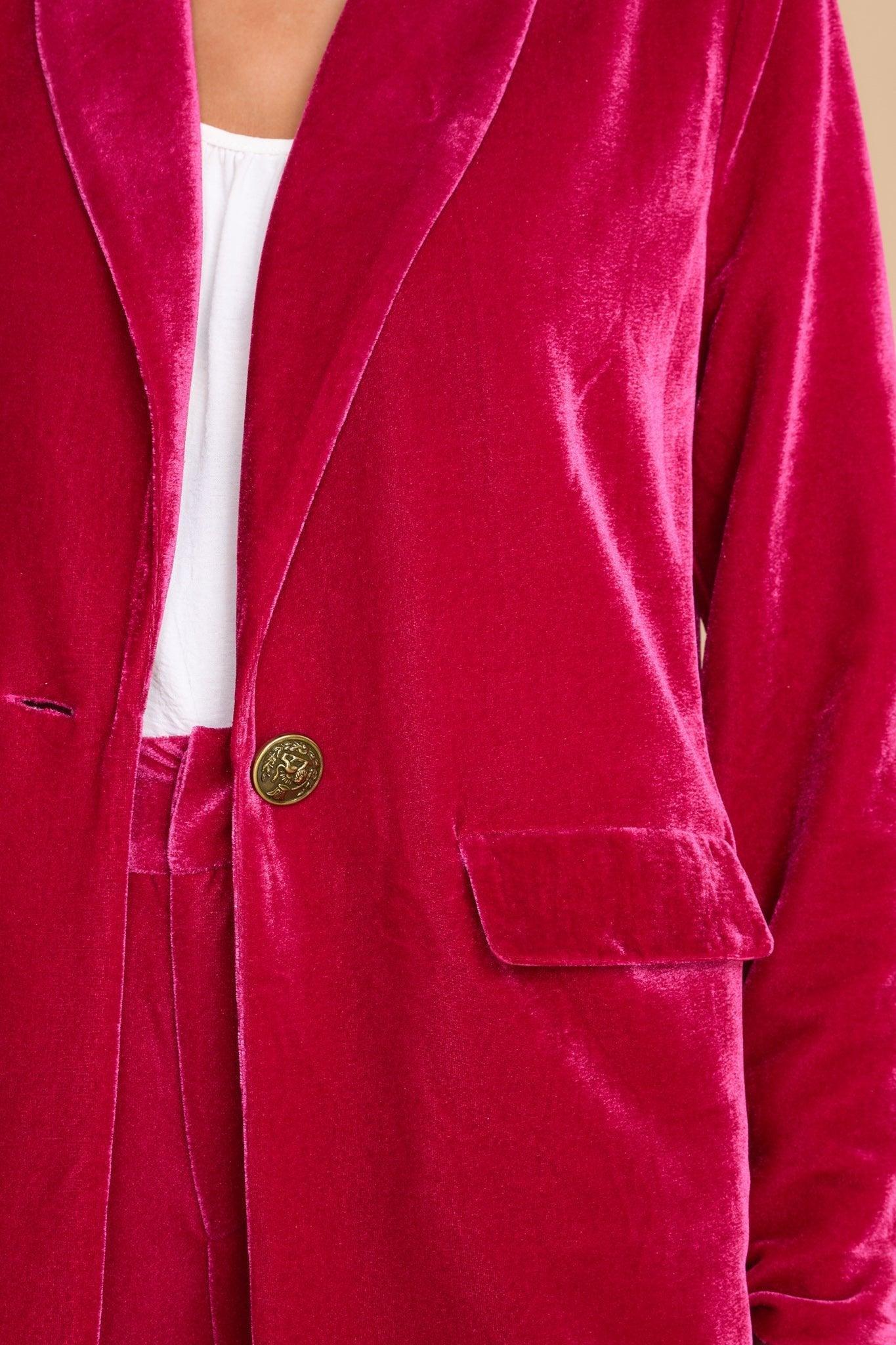 Aura Boss Babe Hot Pink Velvet Blazer Product Image