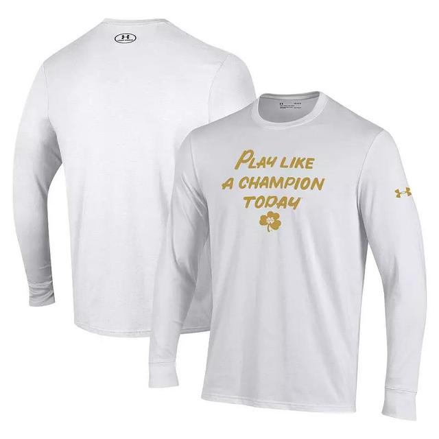 Mens Under Armour Notre Dame Fighting Irish PLACT Gold Rush Performance Long Sleeve T-Shirt Product Image