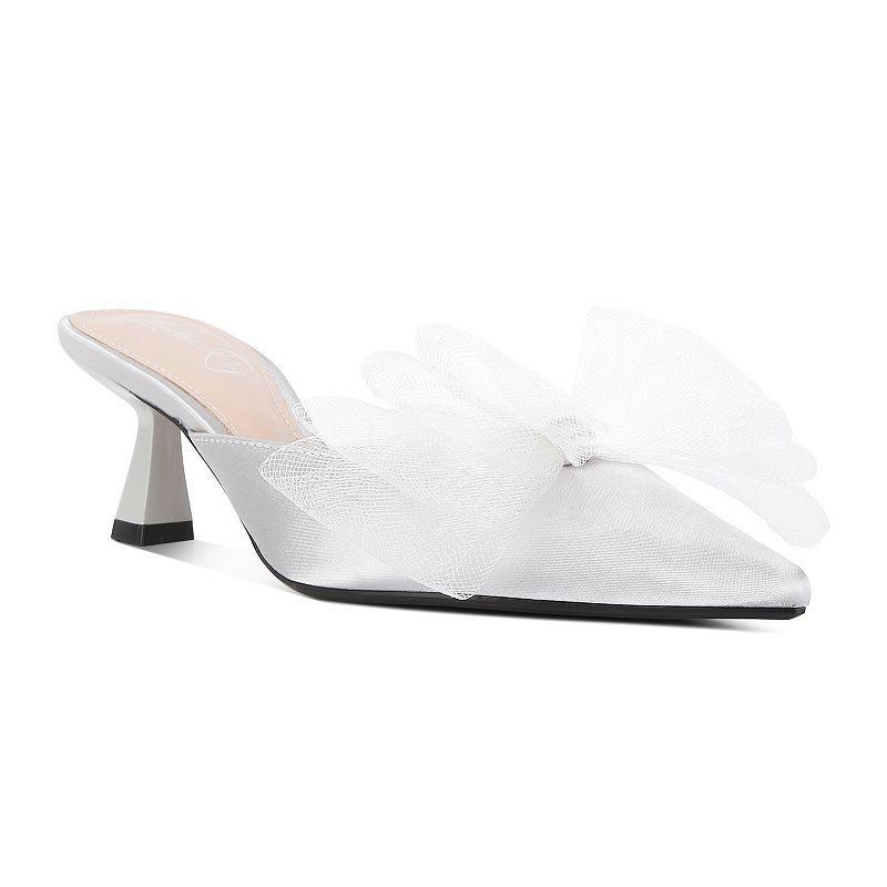 London Rag Asma Organza Womens Heeled Mules Silver Product Image