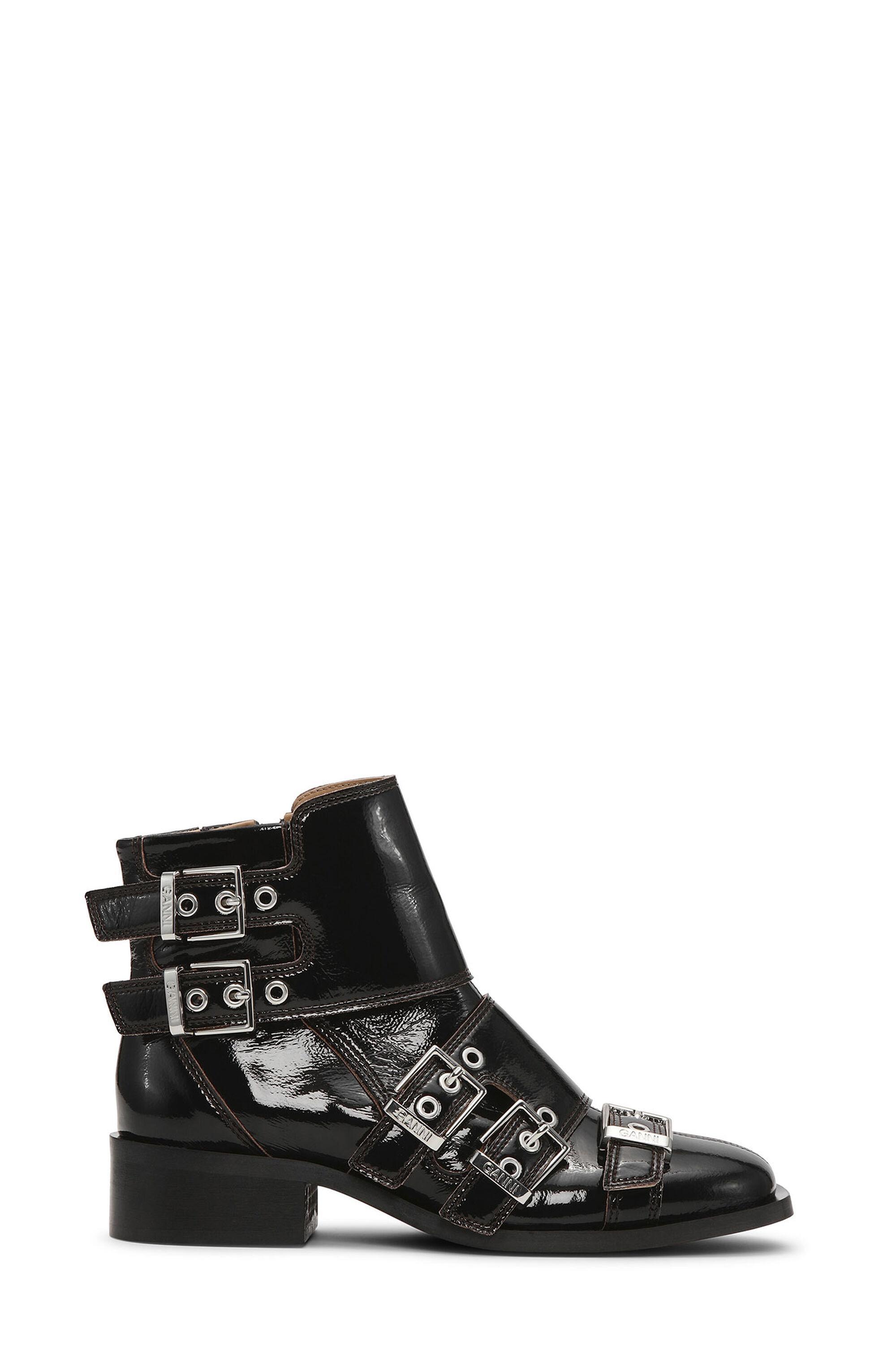 Black Feminine Buckle Naplack Boots Product Image