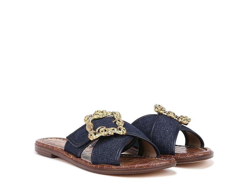 Sam Edelman Gracyn Denim Buckle Detail Crisscross Flat Slide Sandals Product Image