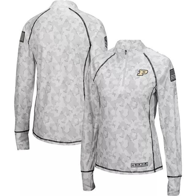 Womens Colosseum Purdue Boilermakers OHT Military Appreciation Officer Arctic Camo Fitted Lightweight 1/4-Zip Jacket Product Image