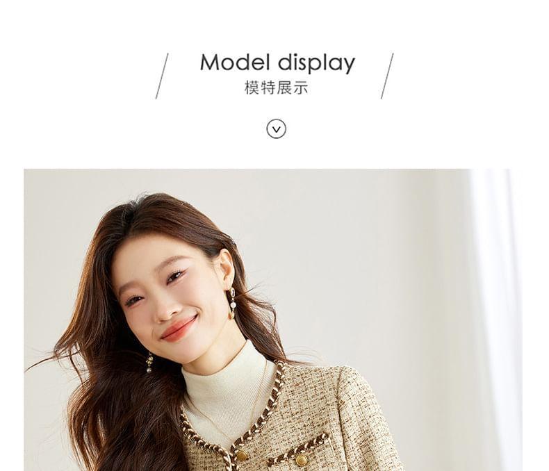 Round Neck Tweed Button Jacket Product Image