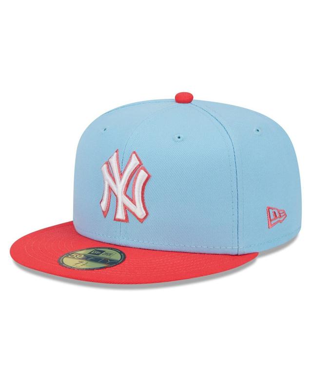 Mens New Era Light Blue and Red New York Yankees Spring Color Two-Tone 59FIFTY Fitted Hat - Light Blue Product Image