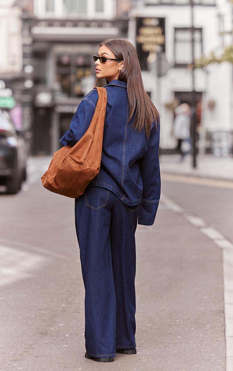 Indigo Pocket Detail Open Long Sleeve Shirt Product Image