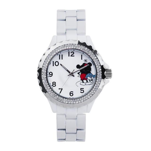 Disneys Mickey & Minnie Mouse Hug Womens Watch White Product Image