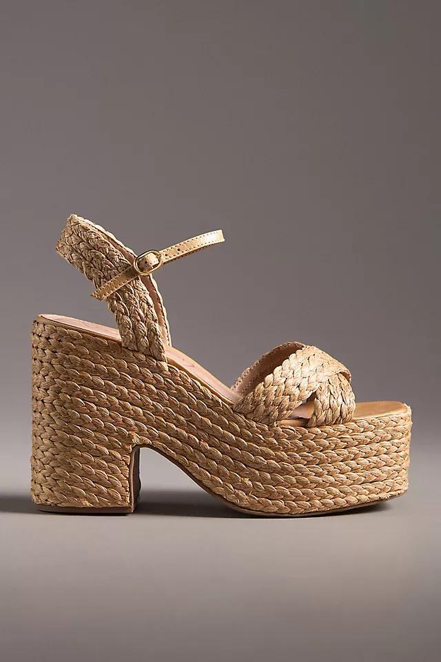 Vicenza Cross-Strap Raffia Platform Sandals Product Image