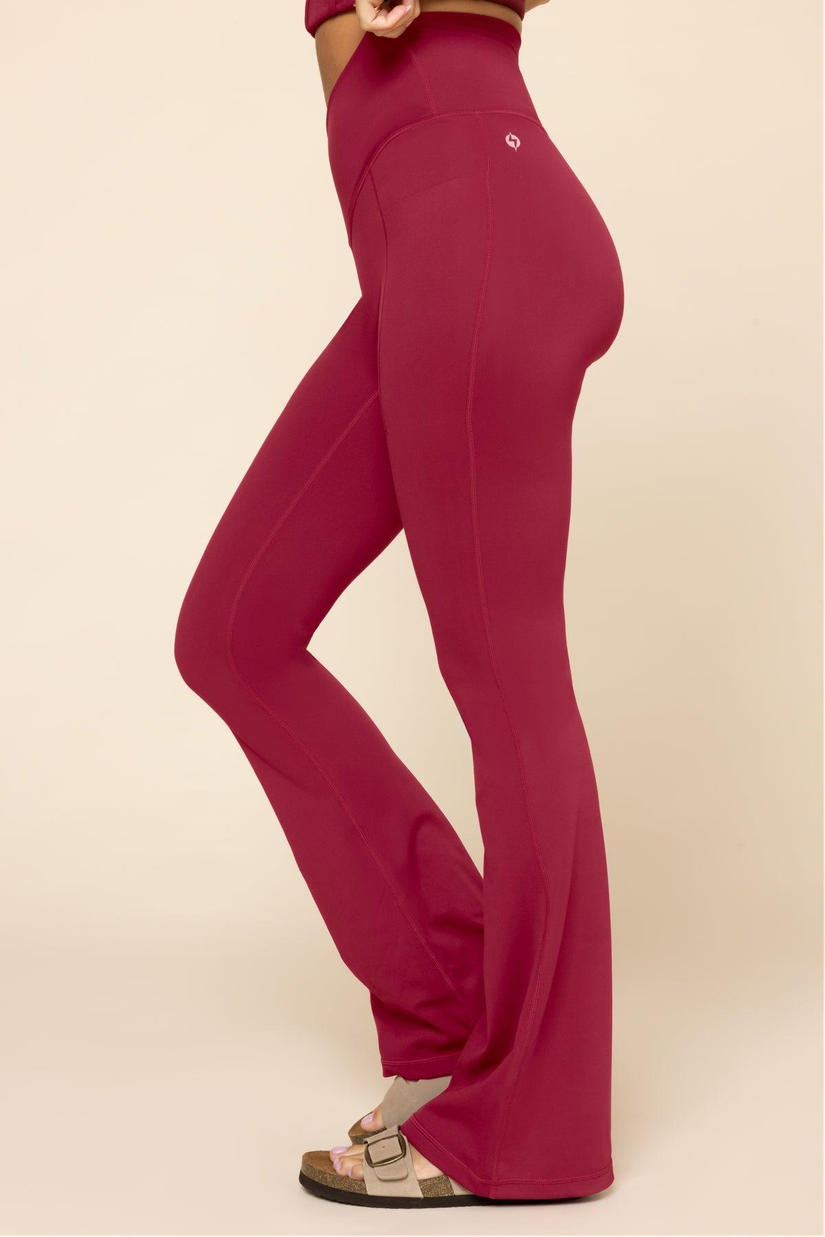 Crisscross Hourglass® Flared Leggings with Pockets - Ruby Product Image