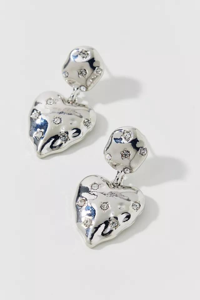 Hammered Rhinestone Heart Earring Product Image