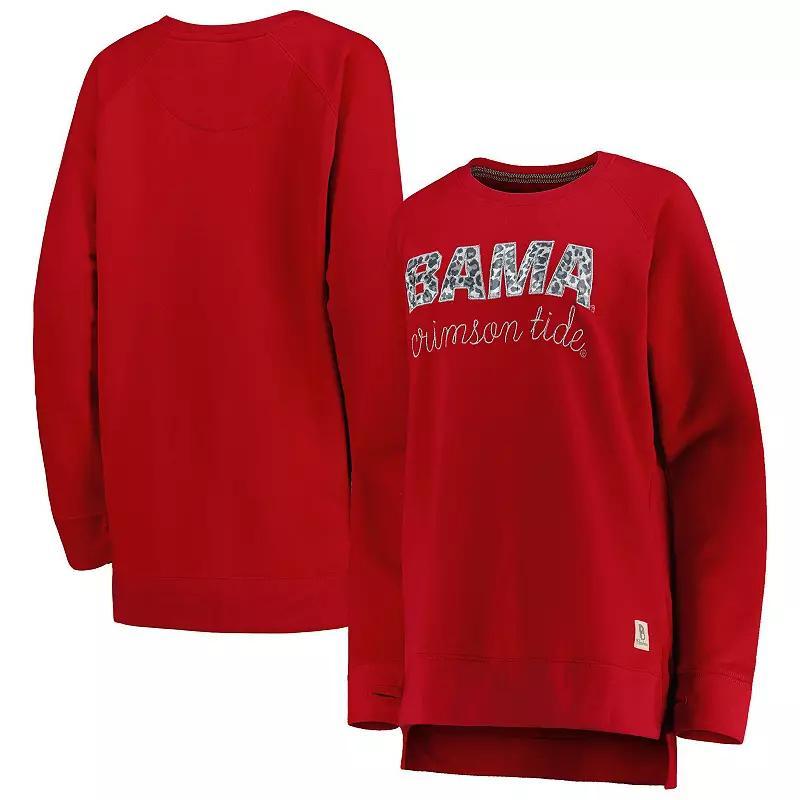 Womens Pressbox Crimson Alabama Crimson Tide Steamboat Animal Print Raglan Pullover Sweatshirt Product Image