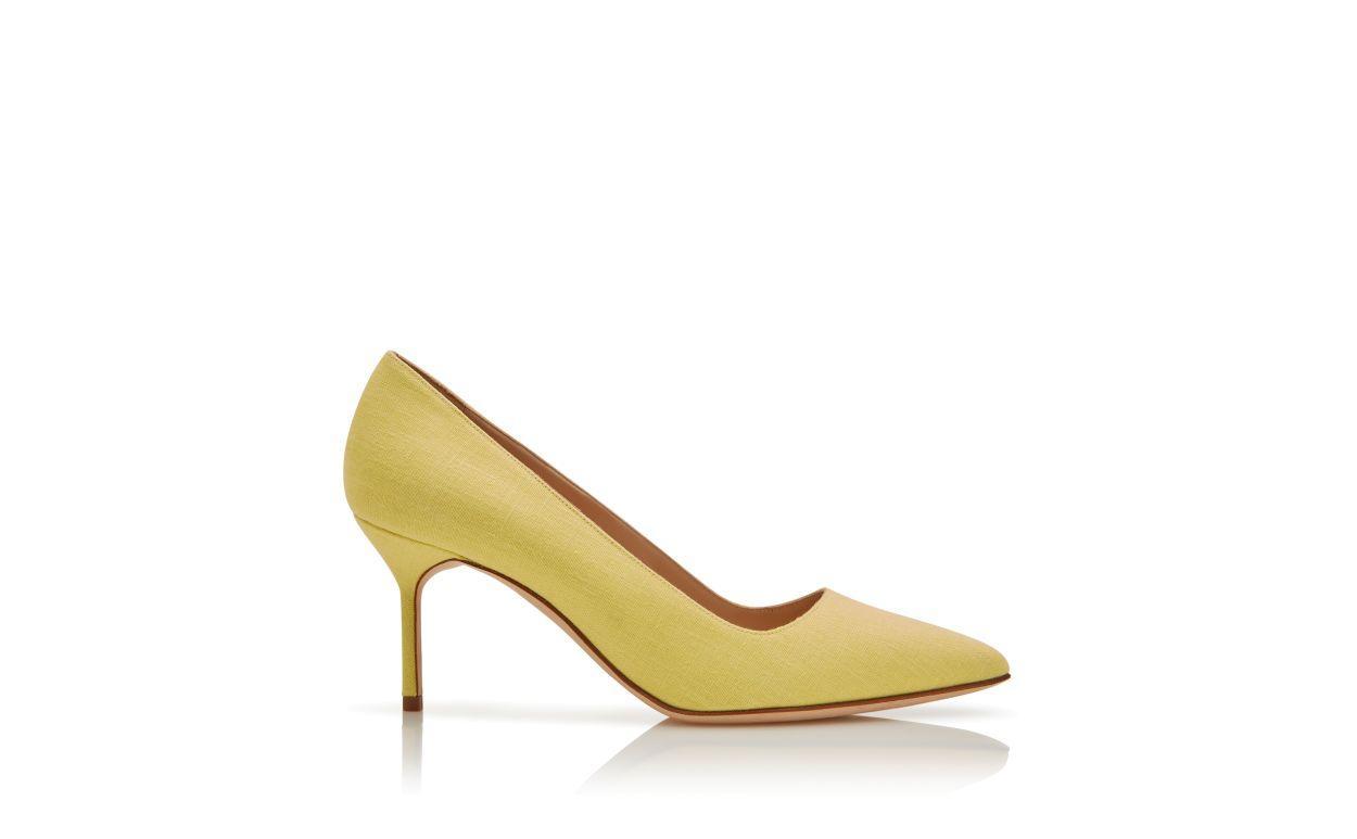 BB 70 Yellow Linen Pointed Toe Pumps Product Image