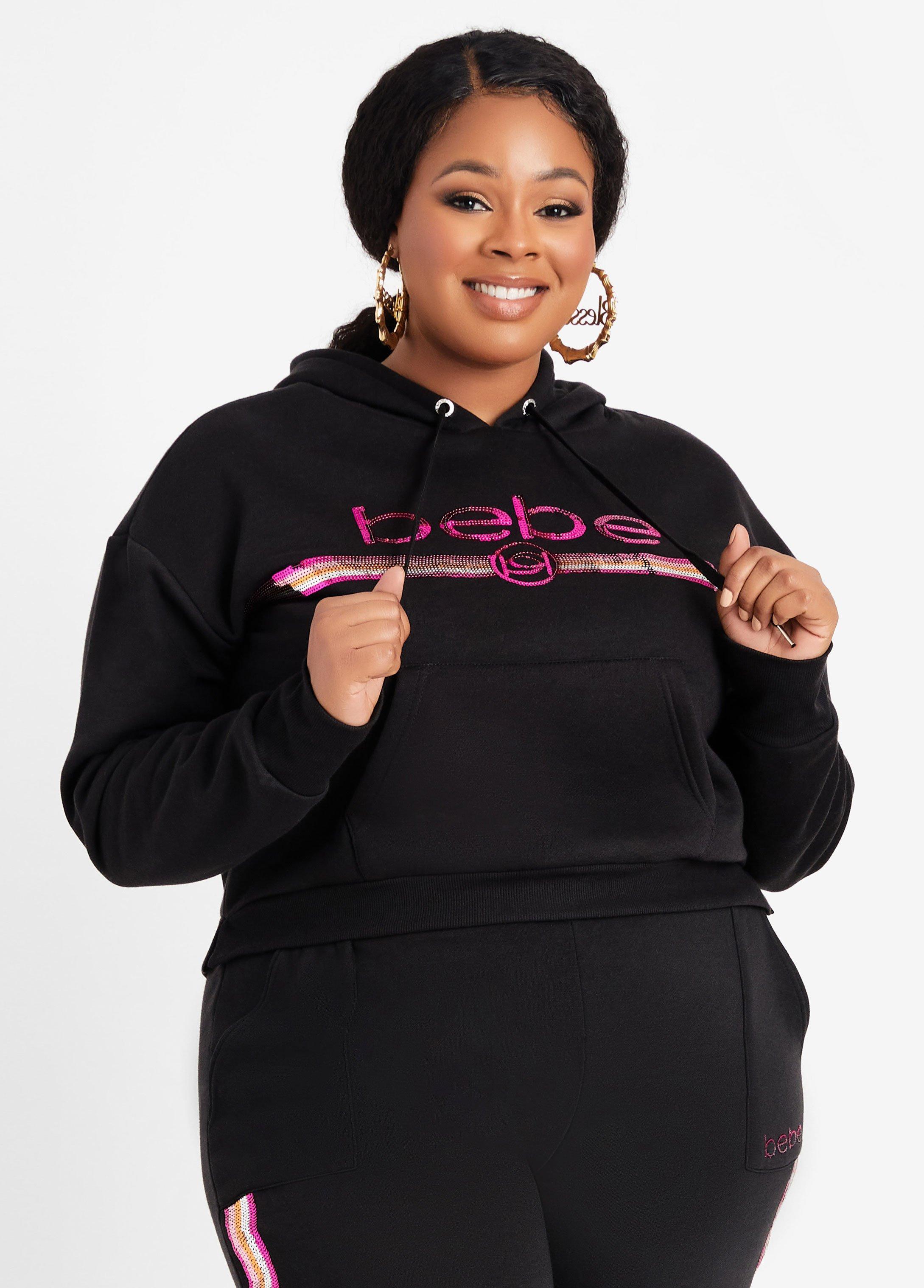 Plus Size Bebe Sport Embellished Hoodie Product Image