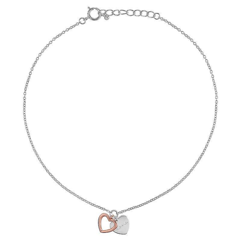 PRIMROSE Sterling Silver Heart Anklet, Womens Product Image