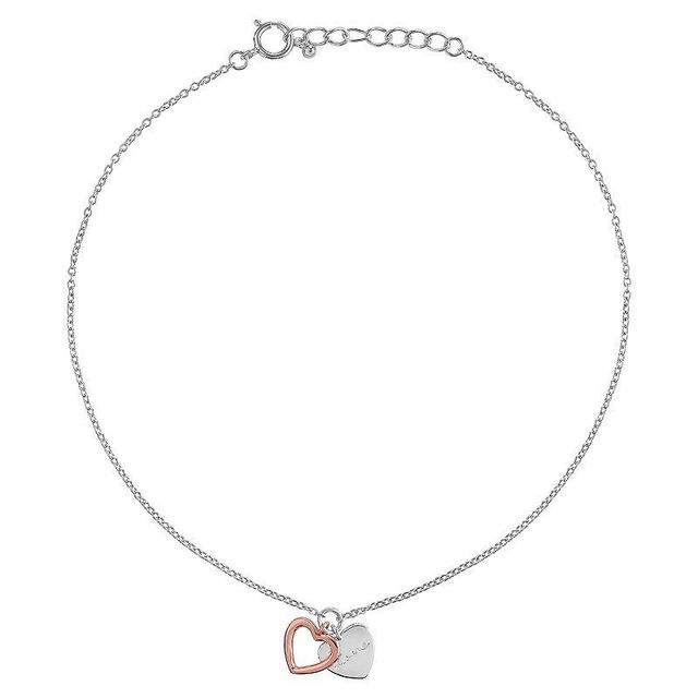 PRIMROSE Sterling Silver Heart Anklet, Womens Product Image